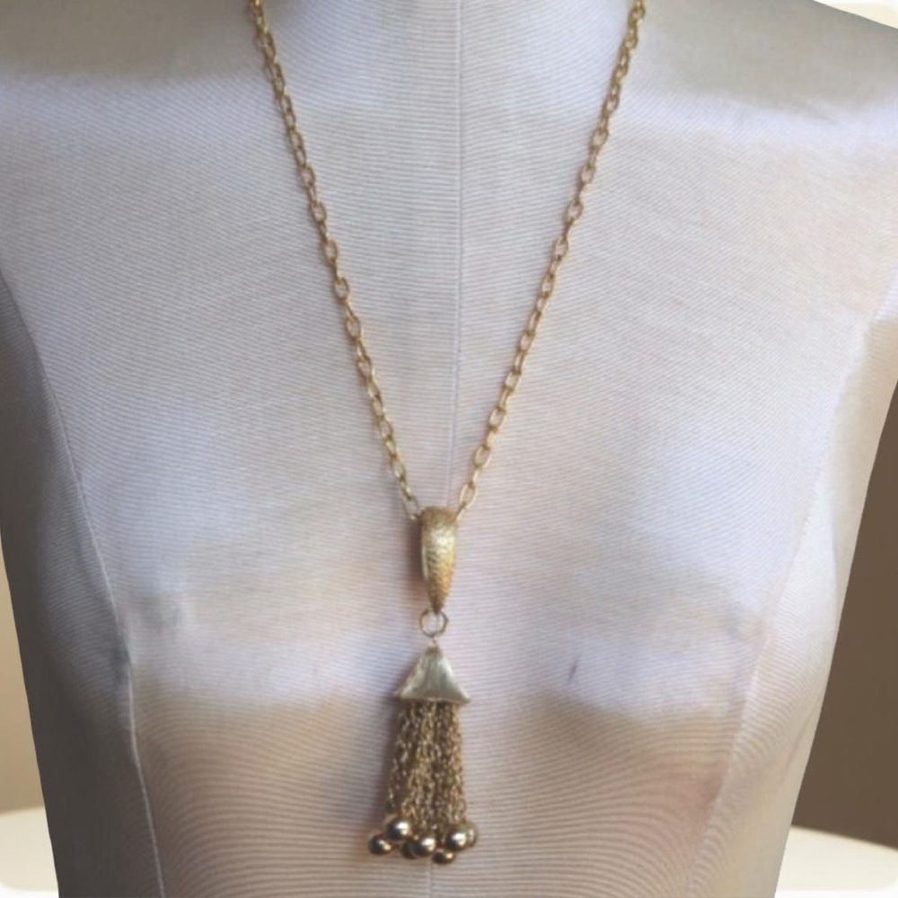 Elegant Long Gold Tassel Chain Necklace